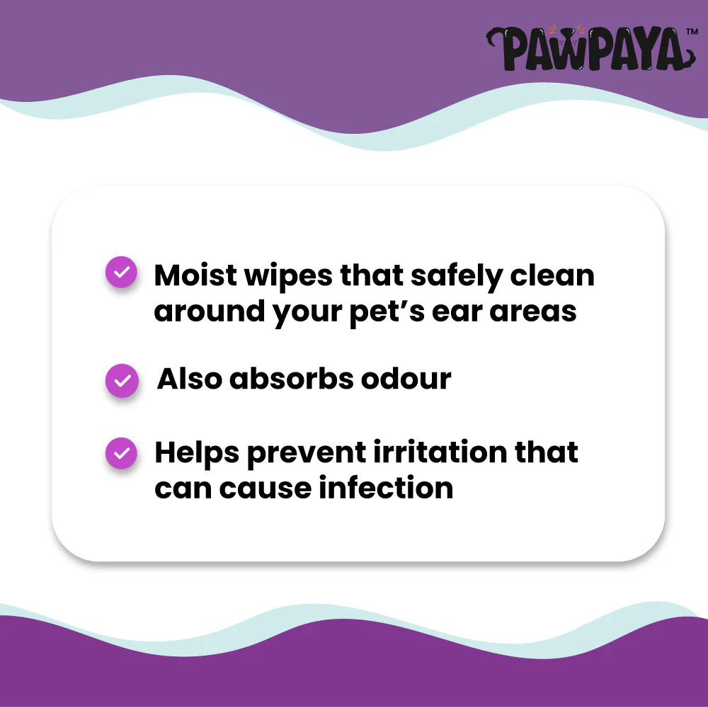 Pawpaya Ear Wipes For Dogs \ Cats
