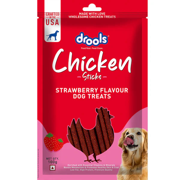 Drools Chicken Sticks - Strawberry Flavour Dog Treats