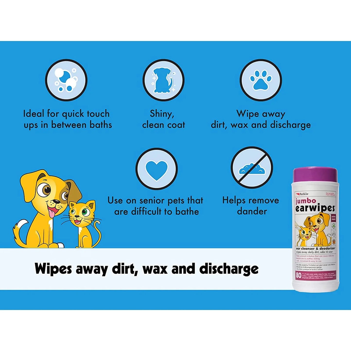 Petkin Ear Wipes For Dogs & Cats